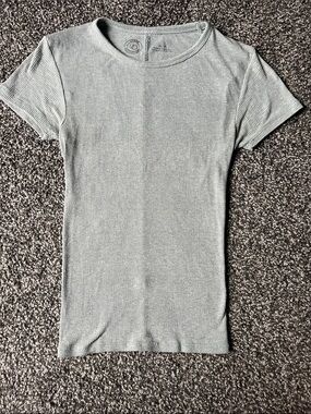 Women's Short Sleeve Ribbed Tee - Light Sage